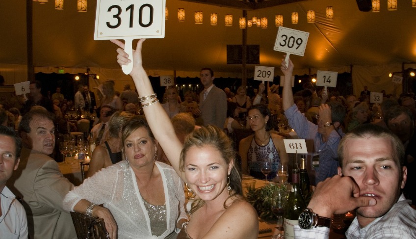Which wine-producing region hosts a famous annual charity auction?