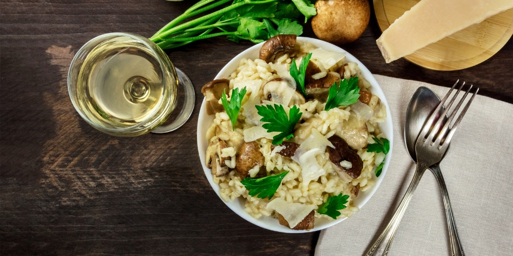 Beaujolais Blanc and Mushroom Risotto, Winerist