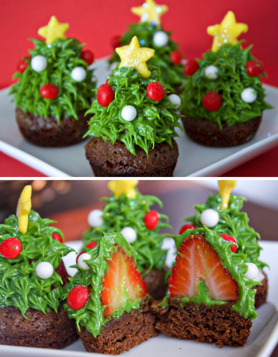 Strawberry Christmas Tree Brownie Bites