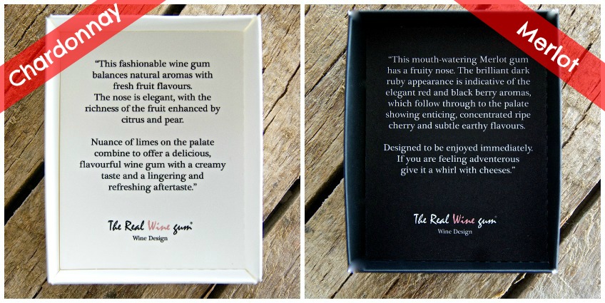 Chardonnay and Merlot real wine gum boxes