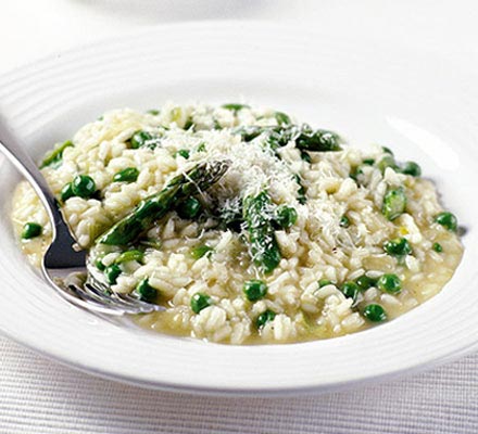 Spring food and wine matching - risotto primavera with viognier