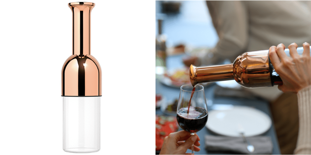 How to keep wine fresh after opening with the eto wine preserver and decanter copper mirror finish