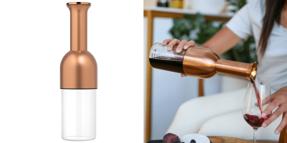 How to keep wine fresh after opening with the eto wine preserver and decanter copper satin finish