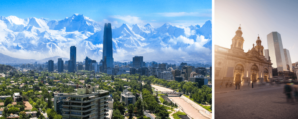 Santiago skyline and historic building