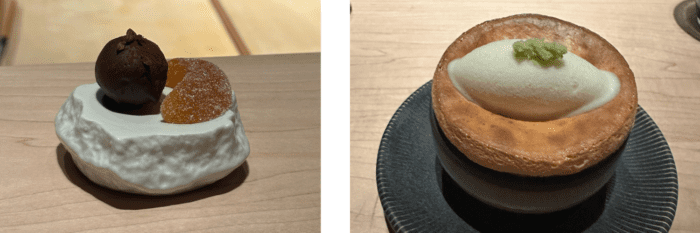 Two dessert dishes from LUNA Omakase