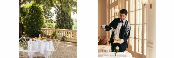 Chateau de Noirieux Sommelier and alfresco table